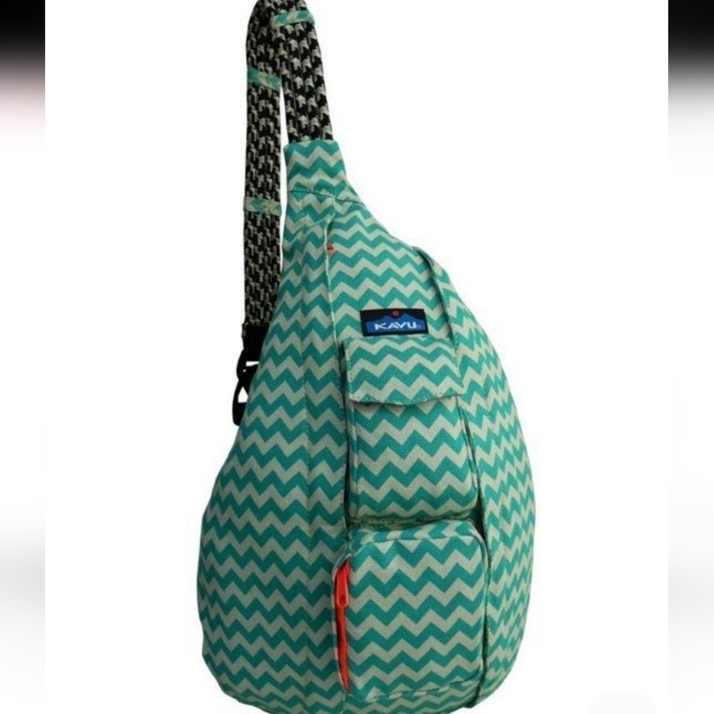 KAVU Teal Chevron Sling Bag